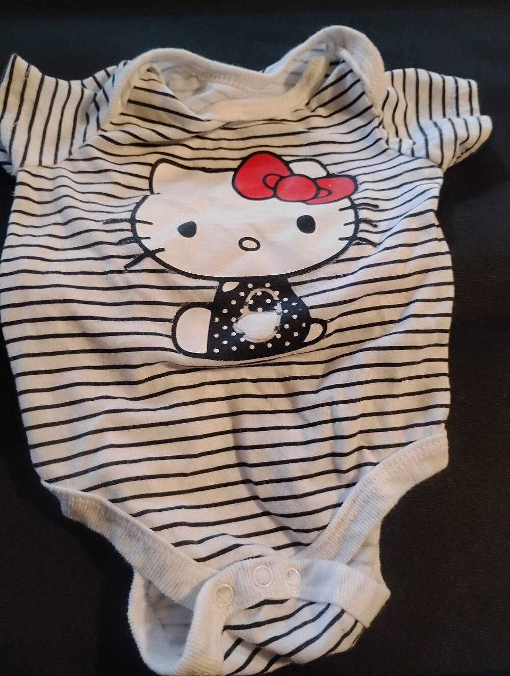Hello Kitty White and Black Striped One-Piece with Red Bow